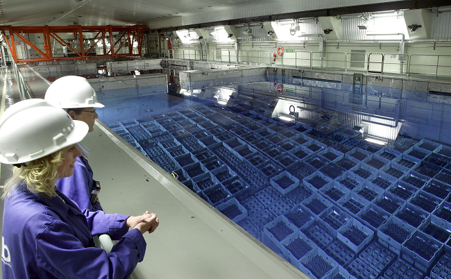 Figure 2. "Wet" Storage of Spent Nuclear Fuel in Cooling Ponds, CLAB Sweden with People