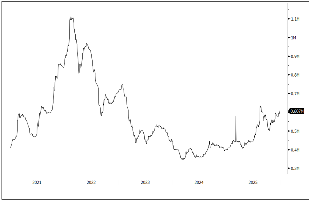 Chart for Figure 8. Rare Earths Enter 2026 with Tailwinds (2021-2025)